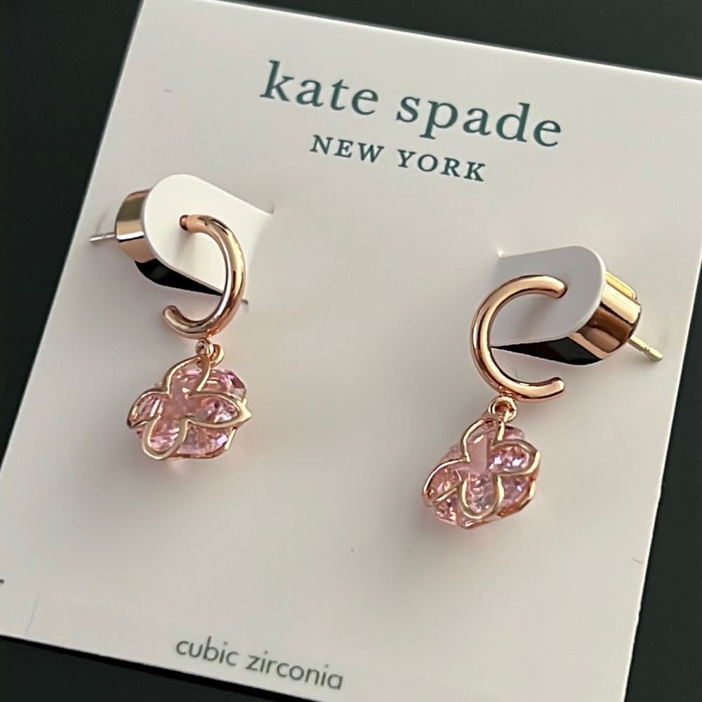 NWT KATE SPADE butterfly rosegold pink earrings J2